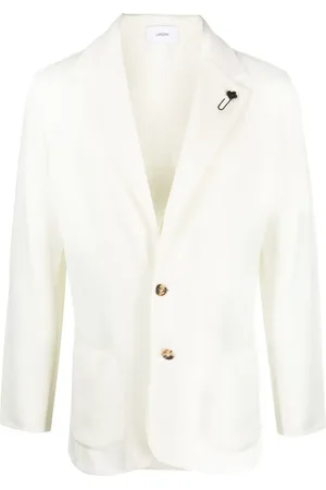 LARDINI Brooch-detail wool blazer