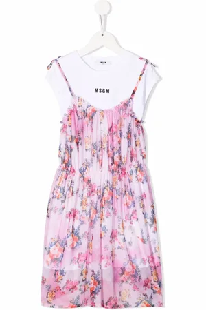 Msgm Floral-print cotton T-shirt dress