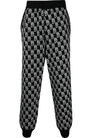 We11 Done Intarsia knit track trousers