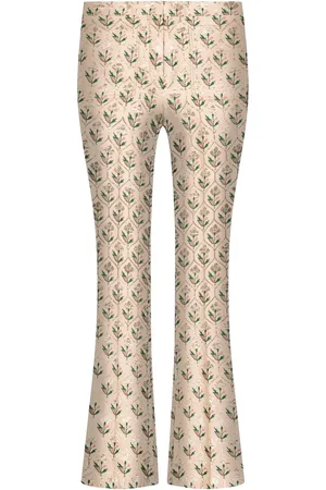 Giambattista Valli Floral-jacquard cropped flared trousers
