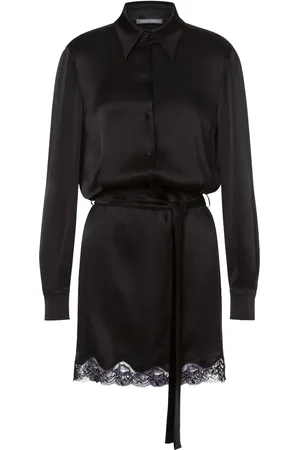 Alberta Ferretti Lace-trim belted shirtdress