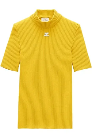 Courrèges Ribbed-knit logo top