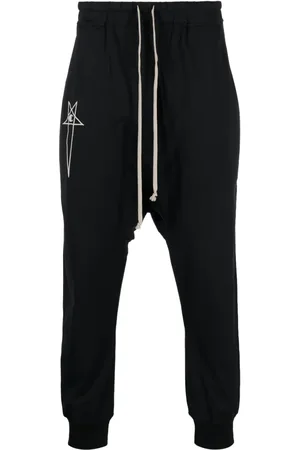 Rick Owens Logo-embroidered cotton track pants
