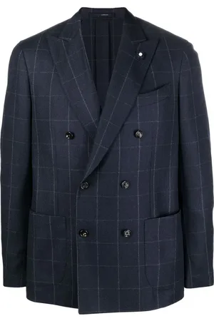 LARDINI Double-breasted checked blazer