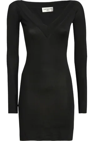 Saint Laurent Fine-knit V-neck minidress
