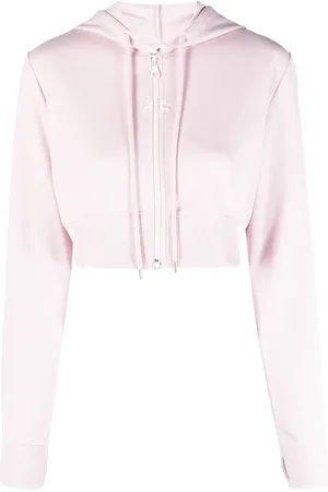 Courrèges Logo-patch cropped zipped hoodie