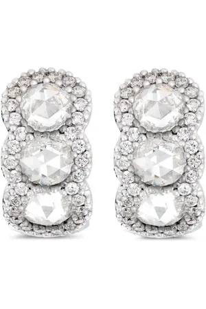 David Morris 18kt white gold diamond mini hoop earrings