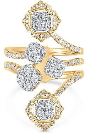 Sara Weinstock 18kt yellow Leela cluster diamond cushion ring