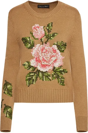 Oscar de la Renta English Rose embroidered jumper
