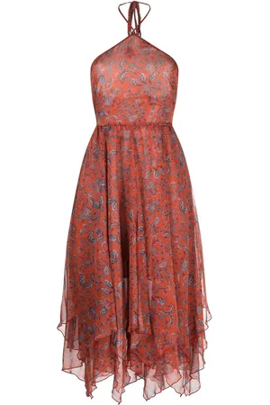 MISA Paisley-print halterneck dress