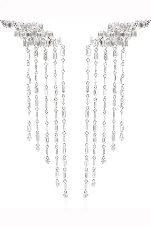 Suzanne Kalan 18kt white gold Fireworks diamond fringe drop earrings