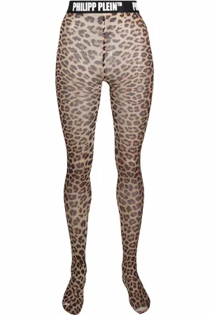 Philipp Plein Leopard-print logo waistband tights