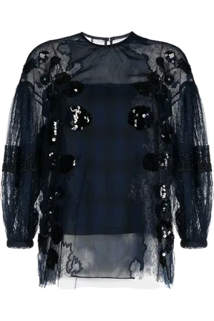 BIYAN Sequin-embellished lace blouse