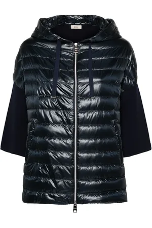 HERNO Knitted-panels hooded puffer jacket