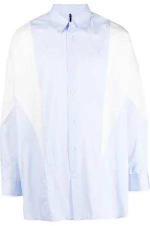 OAMC Panelled striped organic cotton shirt