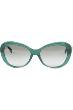 CHANEL 2000s Camellia-appliqué cat-eye sunglasses