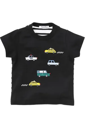 Familiar Motif-embroidered striped T-shirt