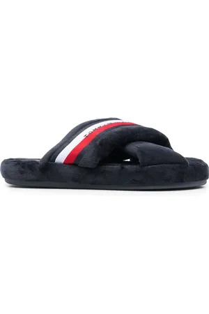 Tommy Hilfiger Crossover straps faux-fur slippers