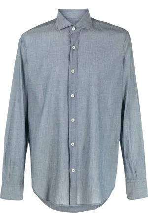 ELEVENTY Spread-collar chambray shirt