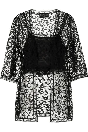 CHANEL 1998 logo-print lace vest set