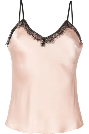 Alberta Ferretti Lace-trim satin blouse