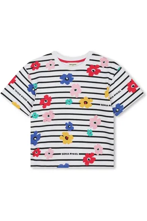 Sonia Rykiel Enfant Striped floral-print cotton T-shirt