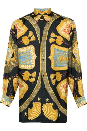 Hermès 1990s tassel-print silk button-down shirt
