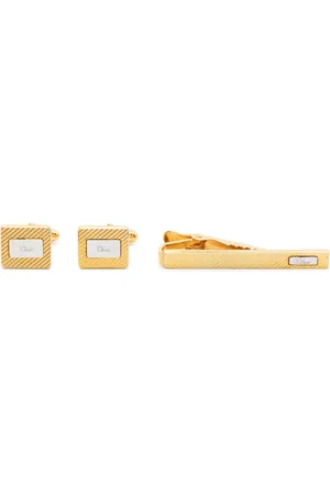 Dior 1990s logo-engraved tie clip and cufflinks set