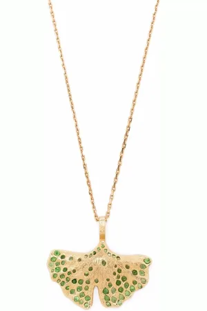 Aurélie Bidermann 18kt yellow Gingko tsavorite necklace