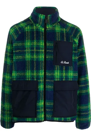 MC2 SAINT BARTH Logo-embroidered fleece tartan jacket