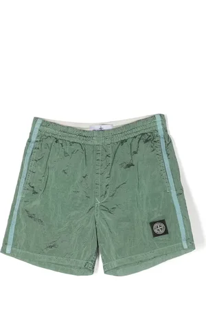 Stone Island Crinkled logo-patch swim shorts