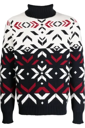 N.PEAL Roll-neck intarsia-knit jumper