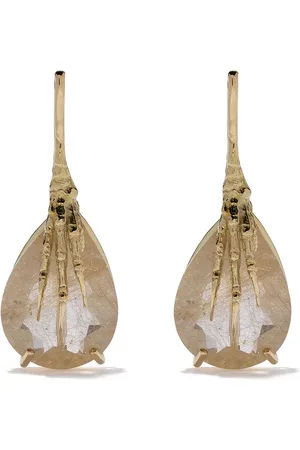 WOUTERS & HENDRIX 18kt claw rutilated quartz earrings