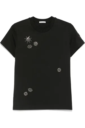 Moncler Crystal-flowers cotton T-shirt