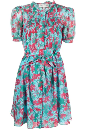 SALONI Penny floral-print shirt dress