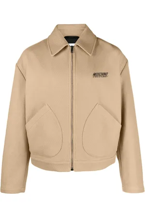 Moschino Logo-embroidered herringbone shirt jacket
