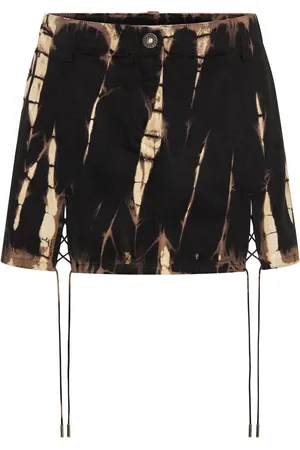DION LEE Lace up-detail denim miniskirt