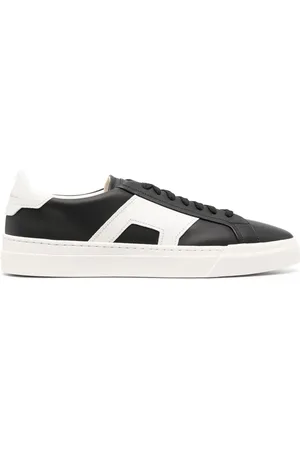 santoni Contrasting-panel leather sneakers