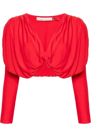 ALICE+OLIVIA Twist-detail ruched cropped blouse