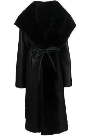 LISKA Tie-front sheepskin coat