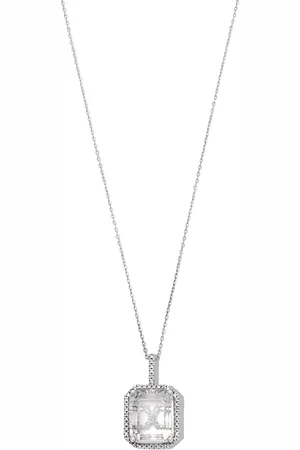 Mateo 14kt white gold Initial X pave diamond quartz pendant necklace