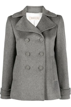 BLANCA Notched-lapels mélange-effect peacoat