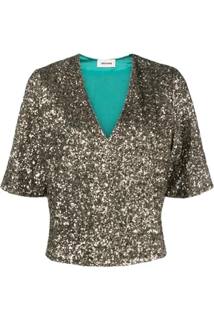 Zadig & Voltaire Sequin-embellished short-sleeved blouse