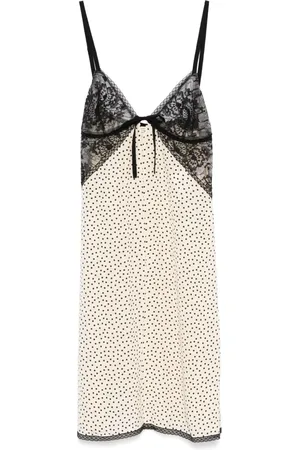 Alessandra Rich Polka-dot-print lace-intarsia mini dress