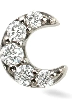 Lark & Berry 14kt white gold mini Moon diamond stud earring