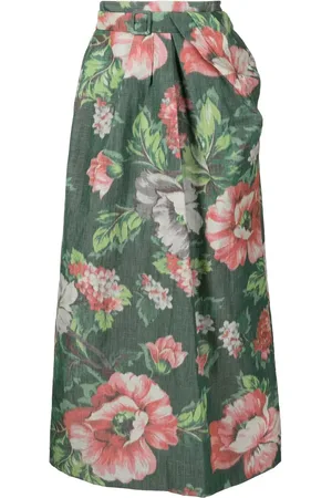 Erdem Belted floral skirt