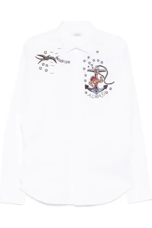VALENTINO GARAVANI Bead embellishment logo shirt