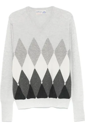 BALLANTYNE Diamond-pattern V-neck sweater