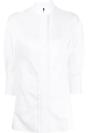 SHIATZY CHEN Band collar cotton shirt