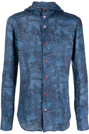 Kiton Botanical-print hooded shirt